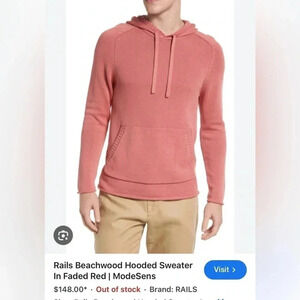 RAILS, Chunky knit sweater hoodie men Lg,detailed,100 cotton, retails 180$, EC